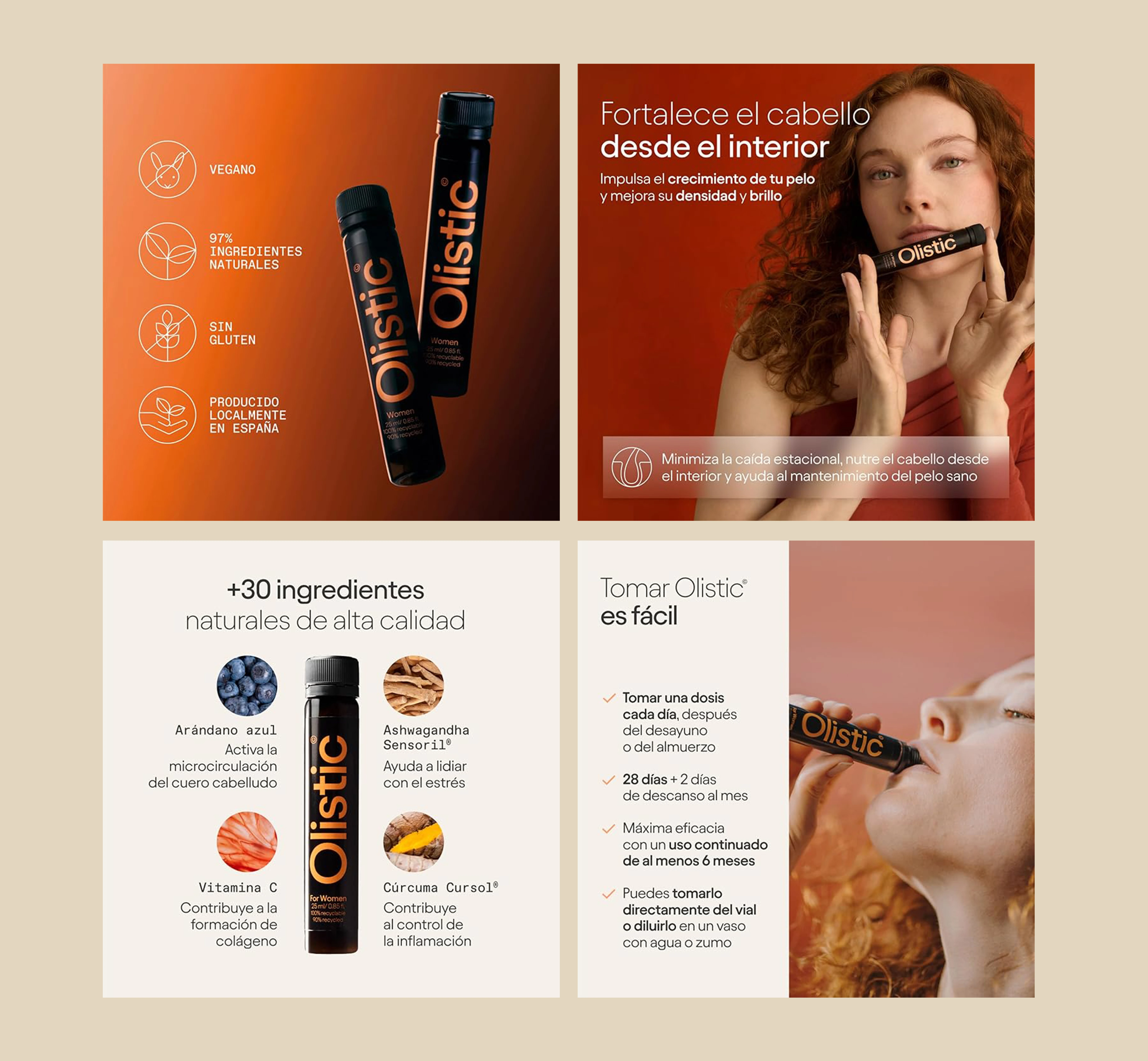 Olistic daily drinkable supplement – product benefits, results and packaging shown in Amazon store format